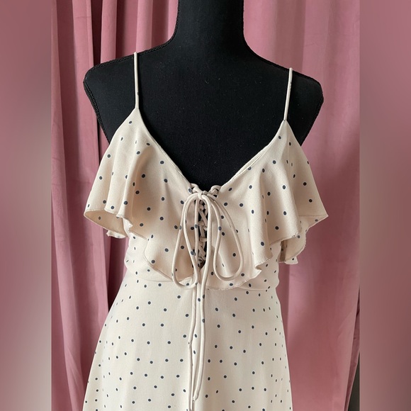 Showpo Cream & Navy Polka Dot Dress - Picture 5 of 7
